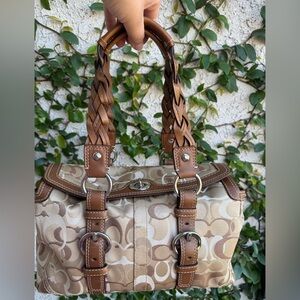 Coach Chelsea Beige Optic Signature Satchel (Style F0793-10995, 2007